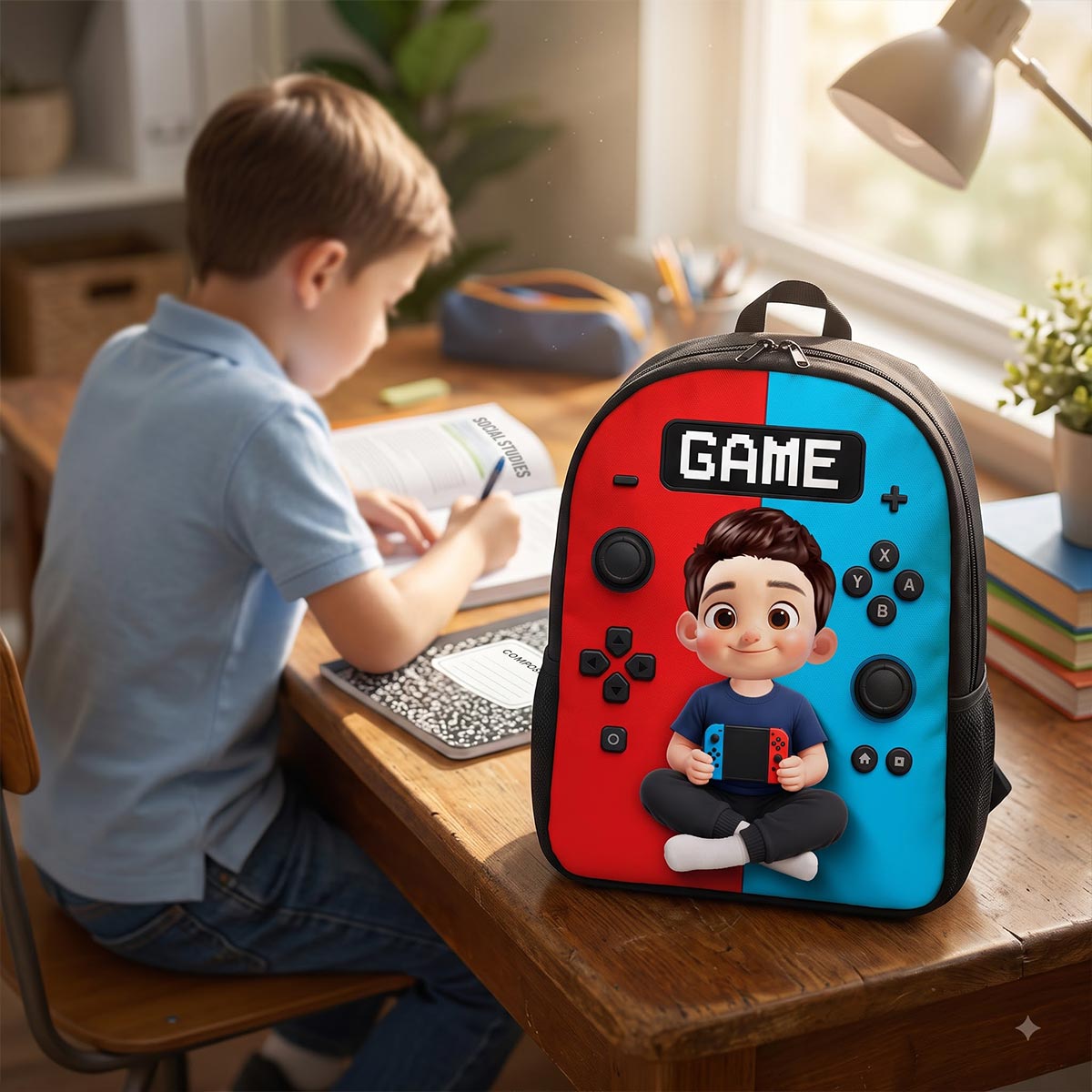 Gamer Boy Controller - Personalized Backpack - Back To School Gift For Young Gamers