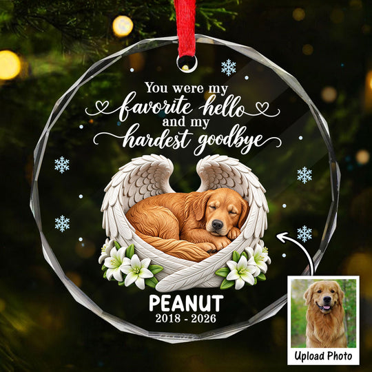 Custom Dog Cat Pet Memorial Angel Wings - Personalized Glass Ornament - Christmas Memorial Ornament For Pet Lovers, Dog Lovers, Cat Lovers