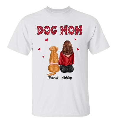 Polka Dot Pattern Back View Dog Mom Personalized Shirt
