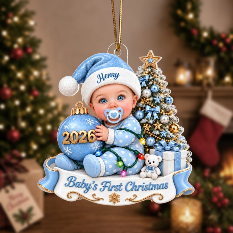Custom Baby First Christmas - Personalized Acrylic Ornament - Christmas Gift for New Mom, New Dad, First Christmas Keepsake, Newborn Baby Gift