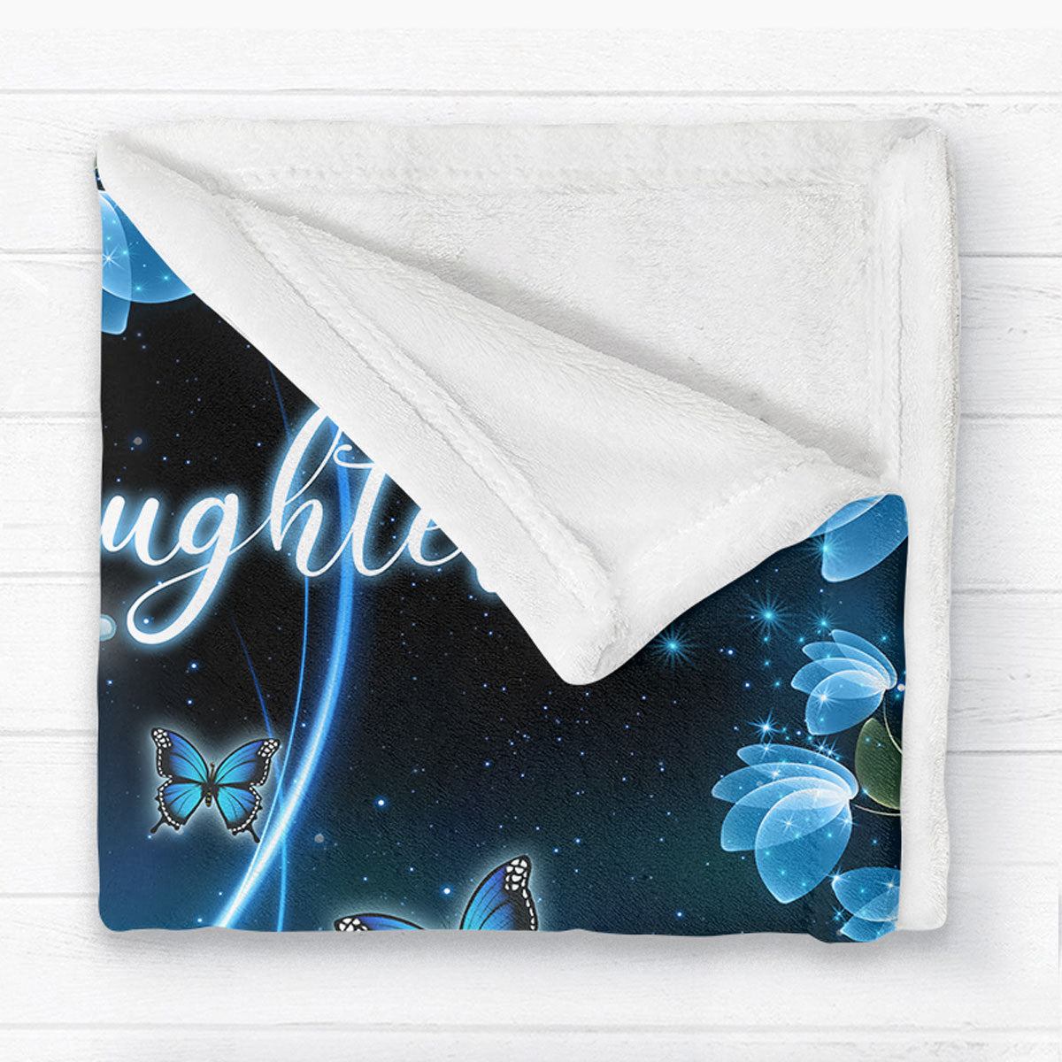To My Grandson Granddaughter Crossed Legs Blue Moon Butterflies Personalized Fleece Blanket