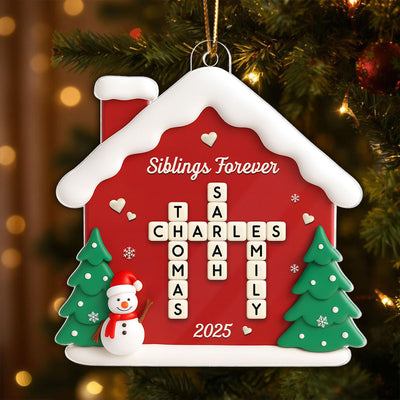 Siblings Forever Crossword Puzzle - Personalized Acrylic Ornament - Christmas Gift for Siblings