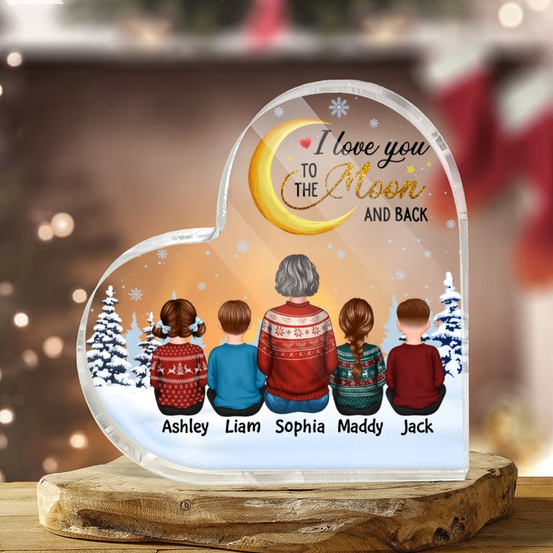 Grandma Grandkids To The Moon Personalized Acrylic Heart Plaque