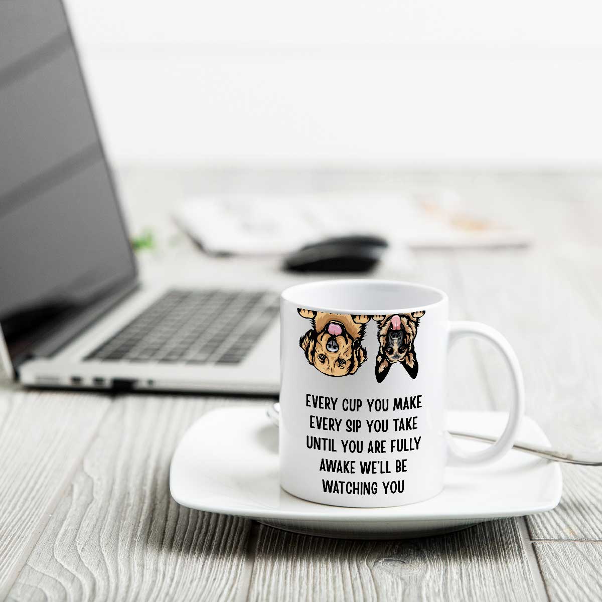 I‘ll Be Watching You Upside Down Peeking Dog Personalized Mug