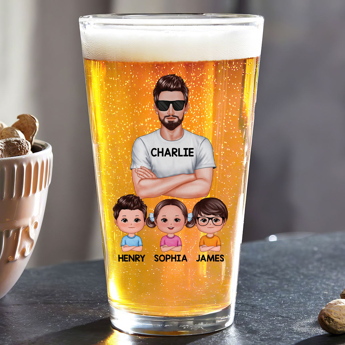 To Dad From The Reasons You Drink Personalized Beer Glass, Funny Birthday Gift For Dad