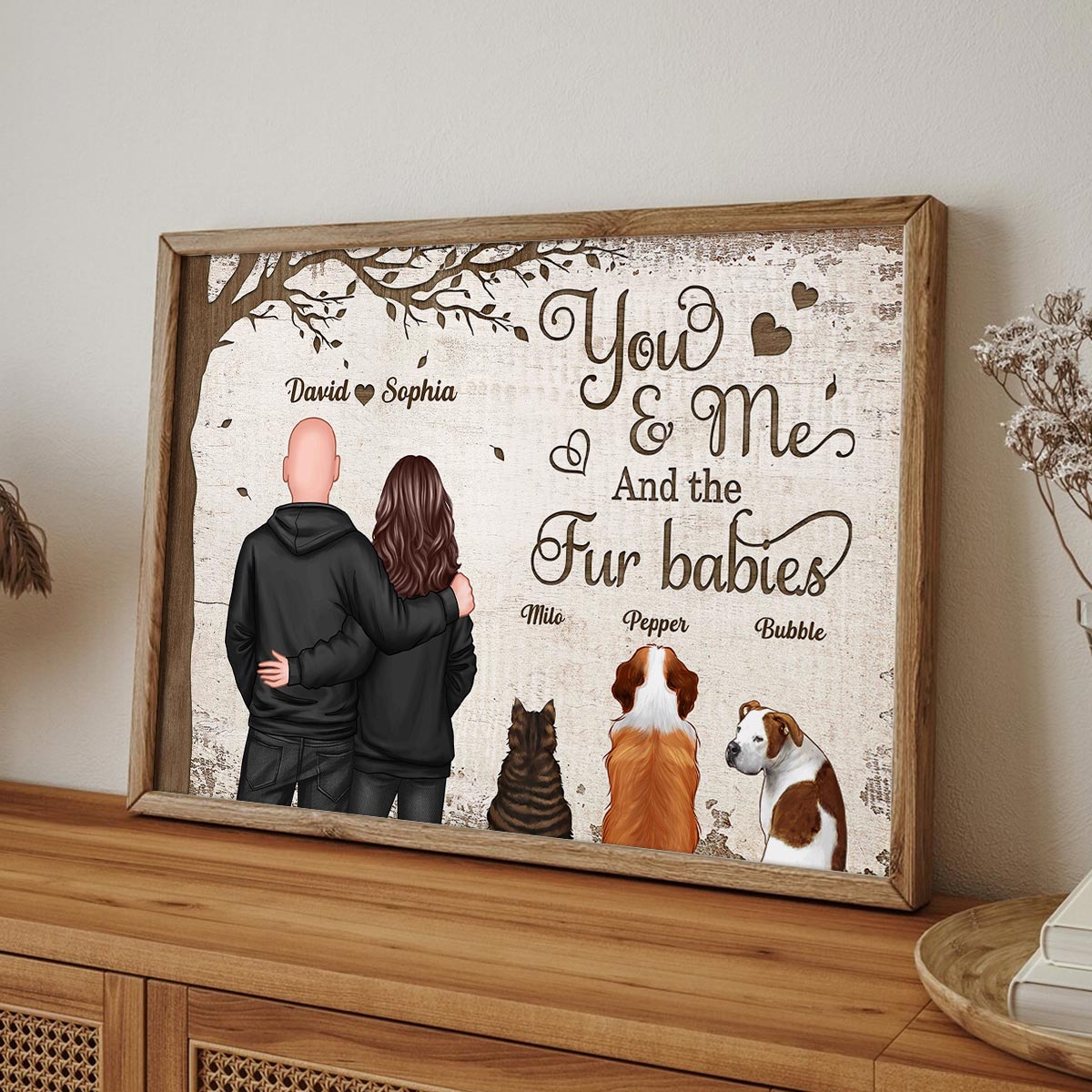Couple And Dogs Cats Favorite Place Is Next To You Personalized Poster, Gift For Him, For Her, For Valentine's Day
