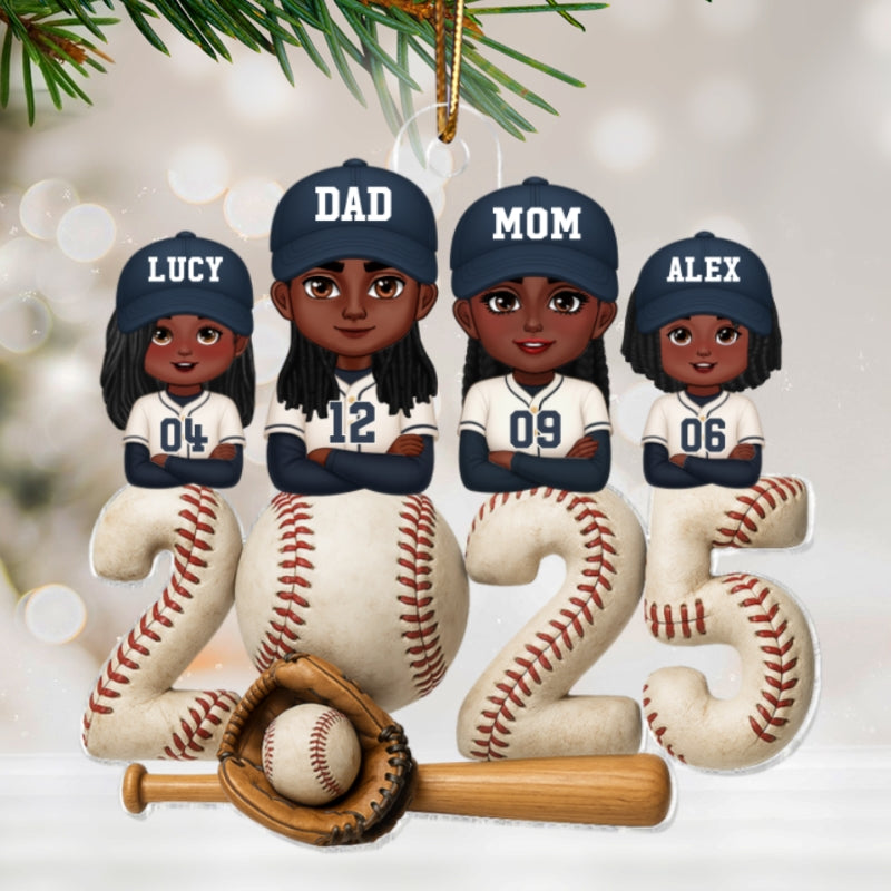 3D Effect Christmas Baseball Family Together We're A Team - Personalized Acrylic Ornament - Gift For Family