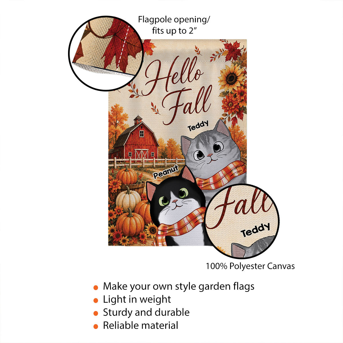 Trending Hello Fall Cute Cat - Personalized Garden Flag - Fall Season Gift For Cat Lovers