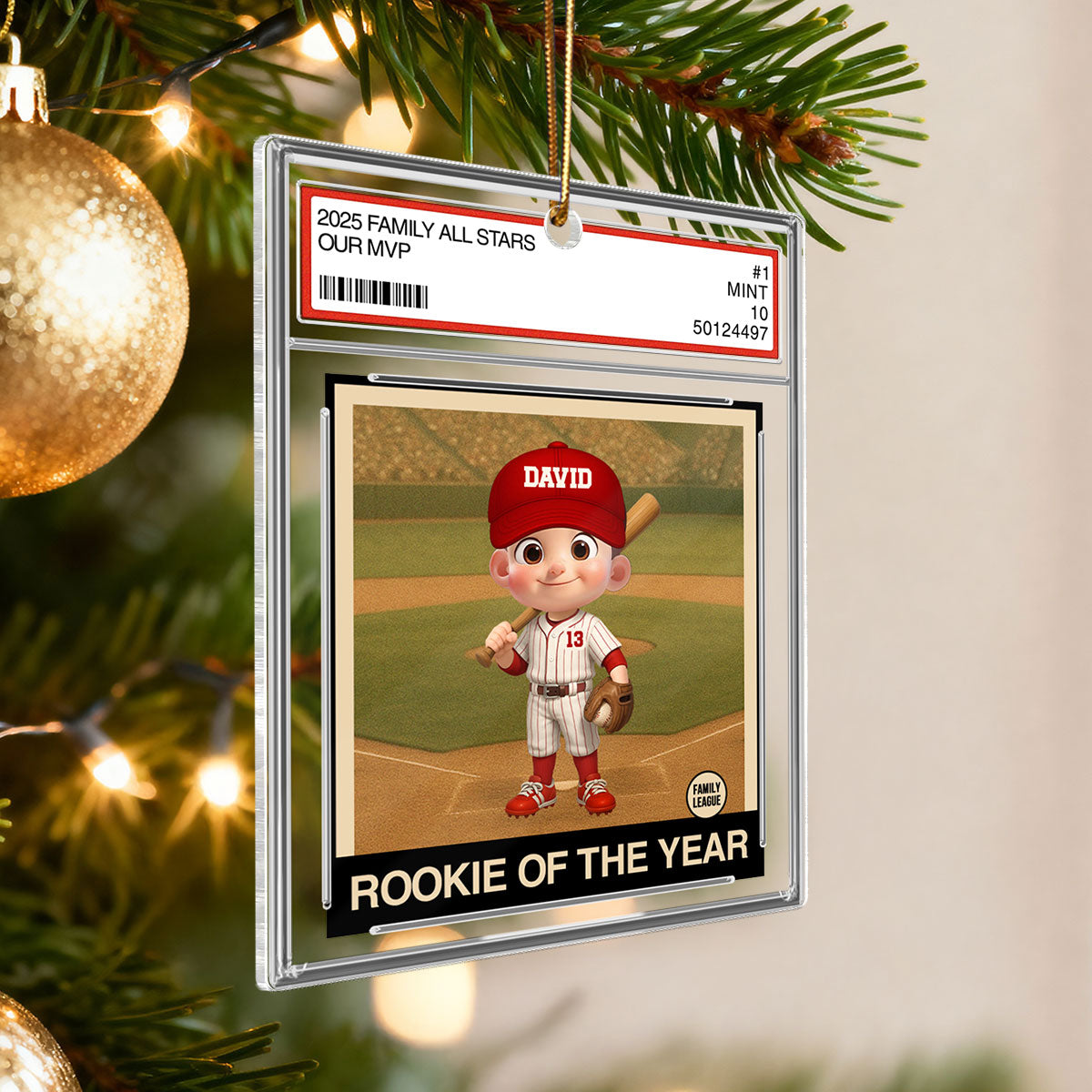 Baseball Rookie Of The Year Kid All Star Trading Card Style - Personalized Acrylic Ornament - Christmas Gift For Kids, Grandchildren