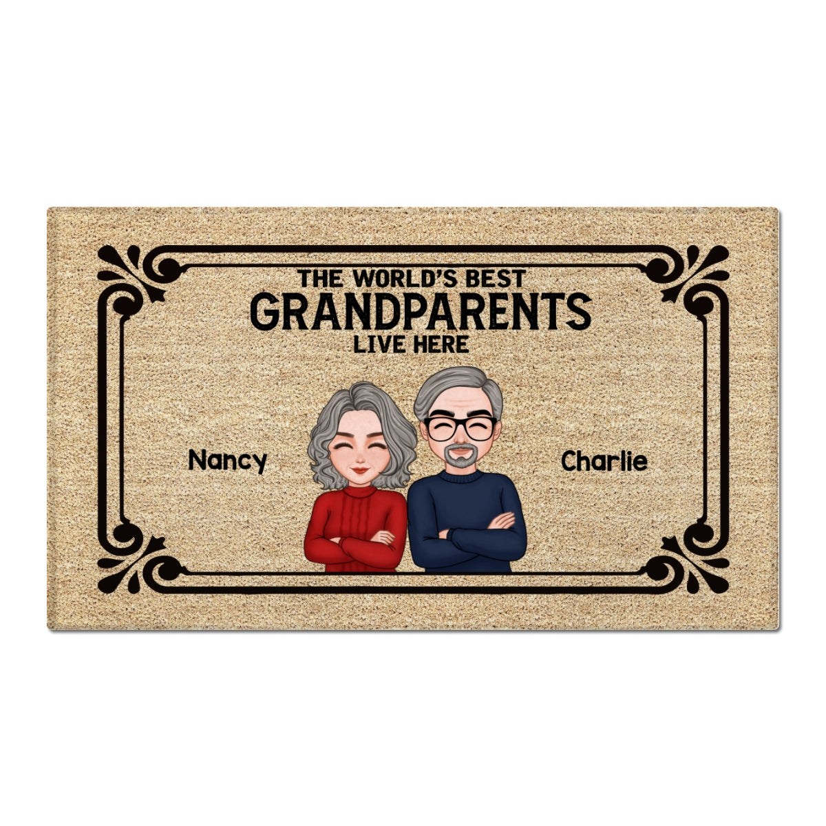 The World‘s Best Grandparents Grandpa Grandma Live Here Personalized Doormat