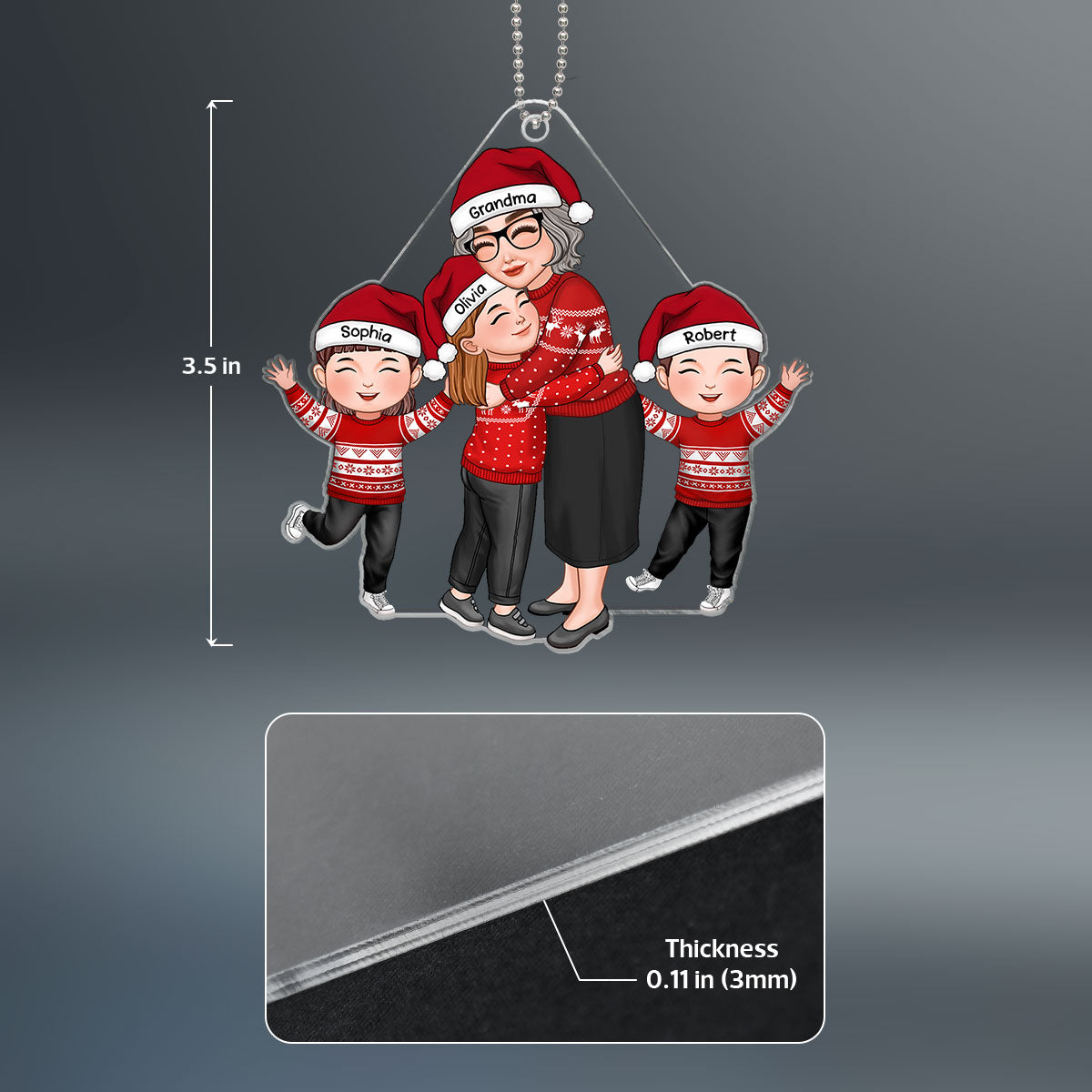 Grandma & Grandkid Hugging Happy Grandkids Christmas Gift For Granddaughter Grandson Personalized Acrylic Ornament