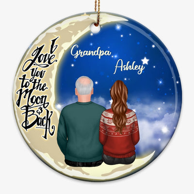 Grandpa Adult Grandchildren On Moon Personalized Circle Ornament