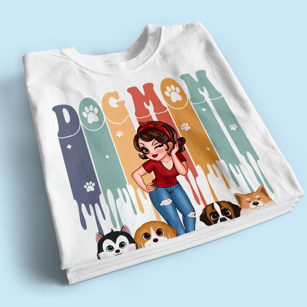 Dog Mom Retro Vintage Melting Personalized Shirt