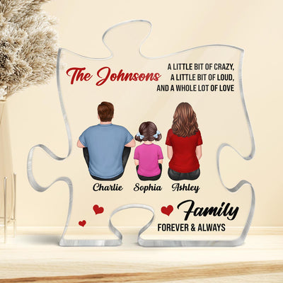 Family Members Back View Forever & Always Personalized Puzzle Acrylic Block Plaque