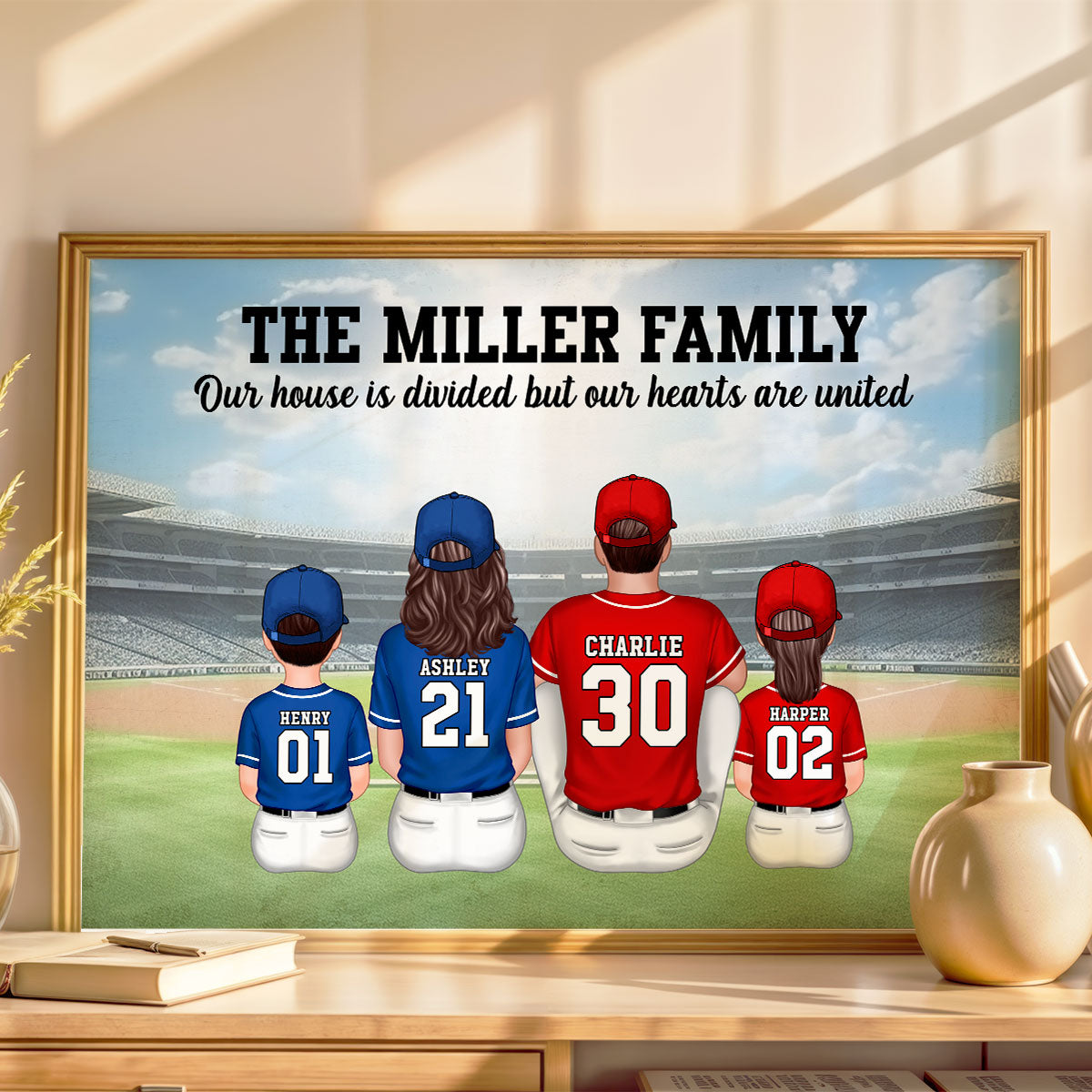 Home Sweet Rivalry House Divided Hearts United Baseball Family Decor Personalized Poster