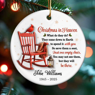 Christmas in Heaven - Personalized Ceramic Ornament with Acrylic - Sympathy Gift For Loss Of Loved Ones