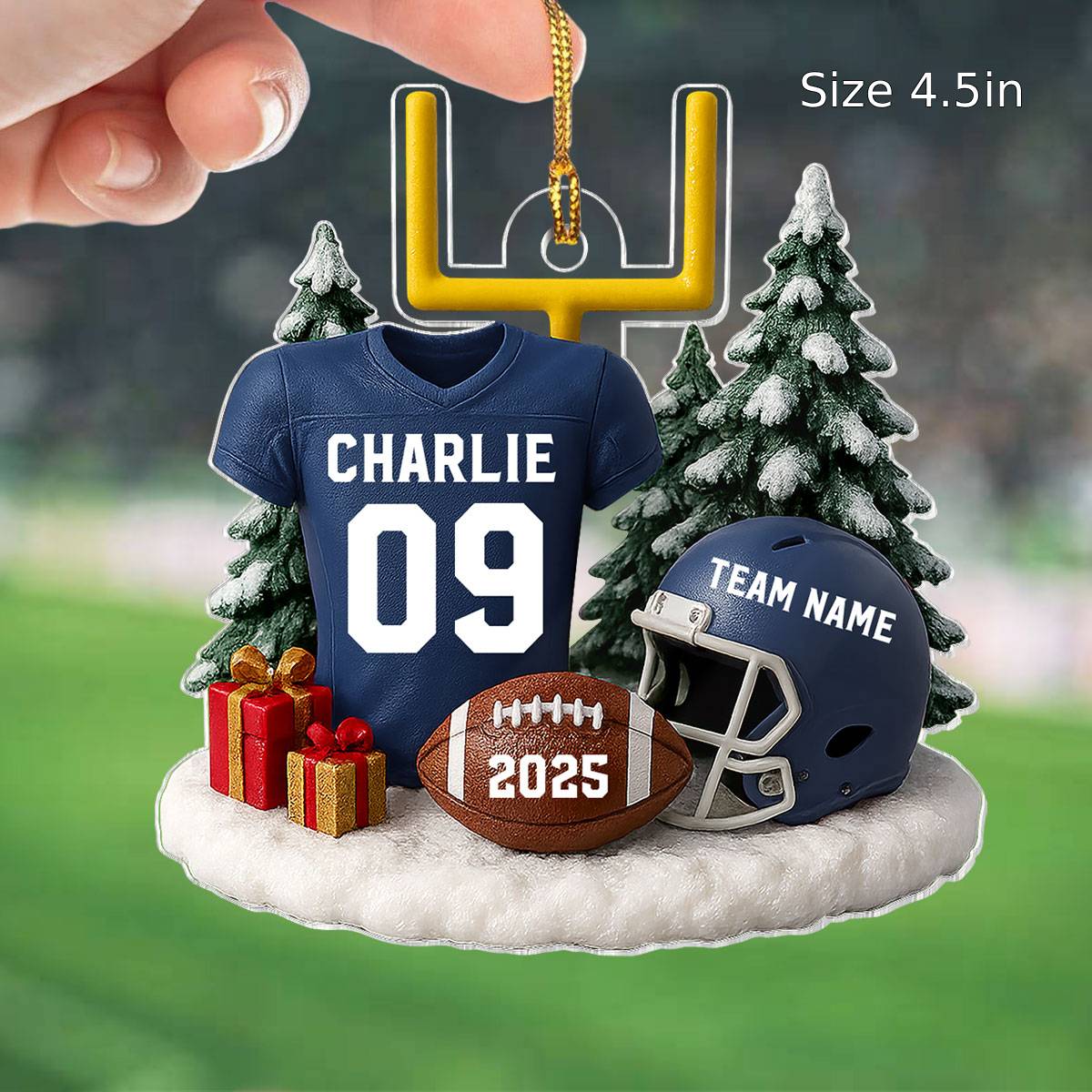 3D Effect Proud American Football Player Uniform - Personalized Acrylic Car Hanger - Gift For Football Lovers, Football Team