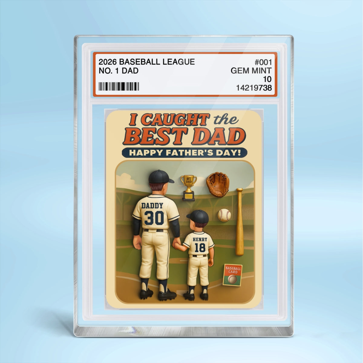 I Caught the Best Dad Baseball Trading Card Personalized Acrylic Block Plaque,  Gift for Dad, Gift for Husband