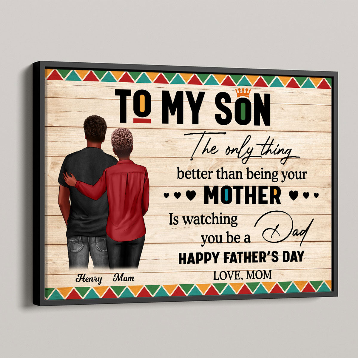 To My Son From Mom Dad Happy Father's Day Black Pride Personalized Poster