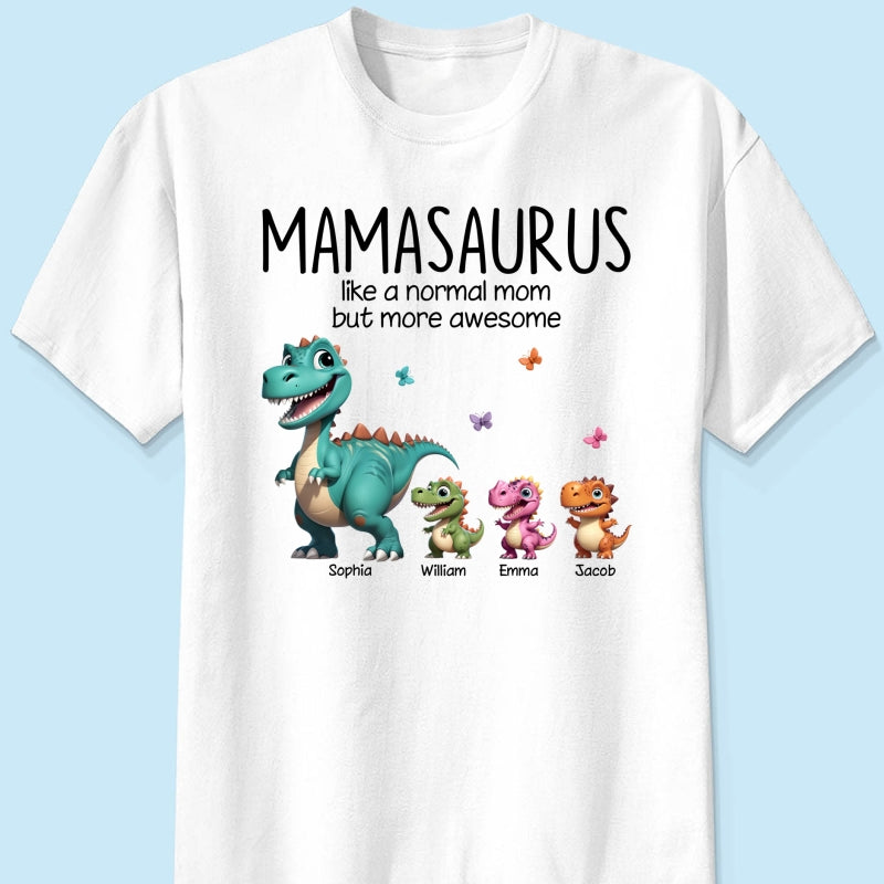 Mamasaurus And Kids 3D Effect Dinosaurs Personalized Shirt, Gift For Mom's Birthday, Mother's Day or Just Because