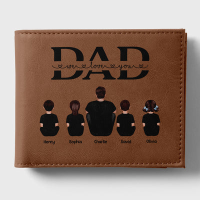 Dad We Love You Personalized Printed Leather Wallet, Gift For Husband, Dad