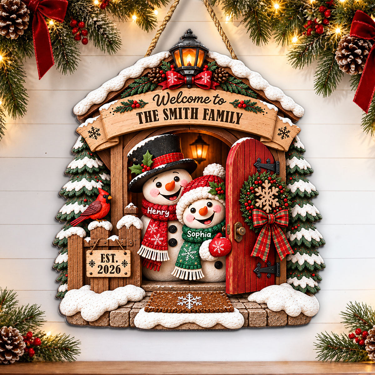 Grandpa Grandma's Christmas House - Personalized Wood Sign - Christmas Decoration For Porch, Window, Door