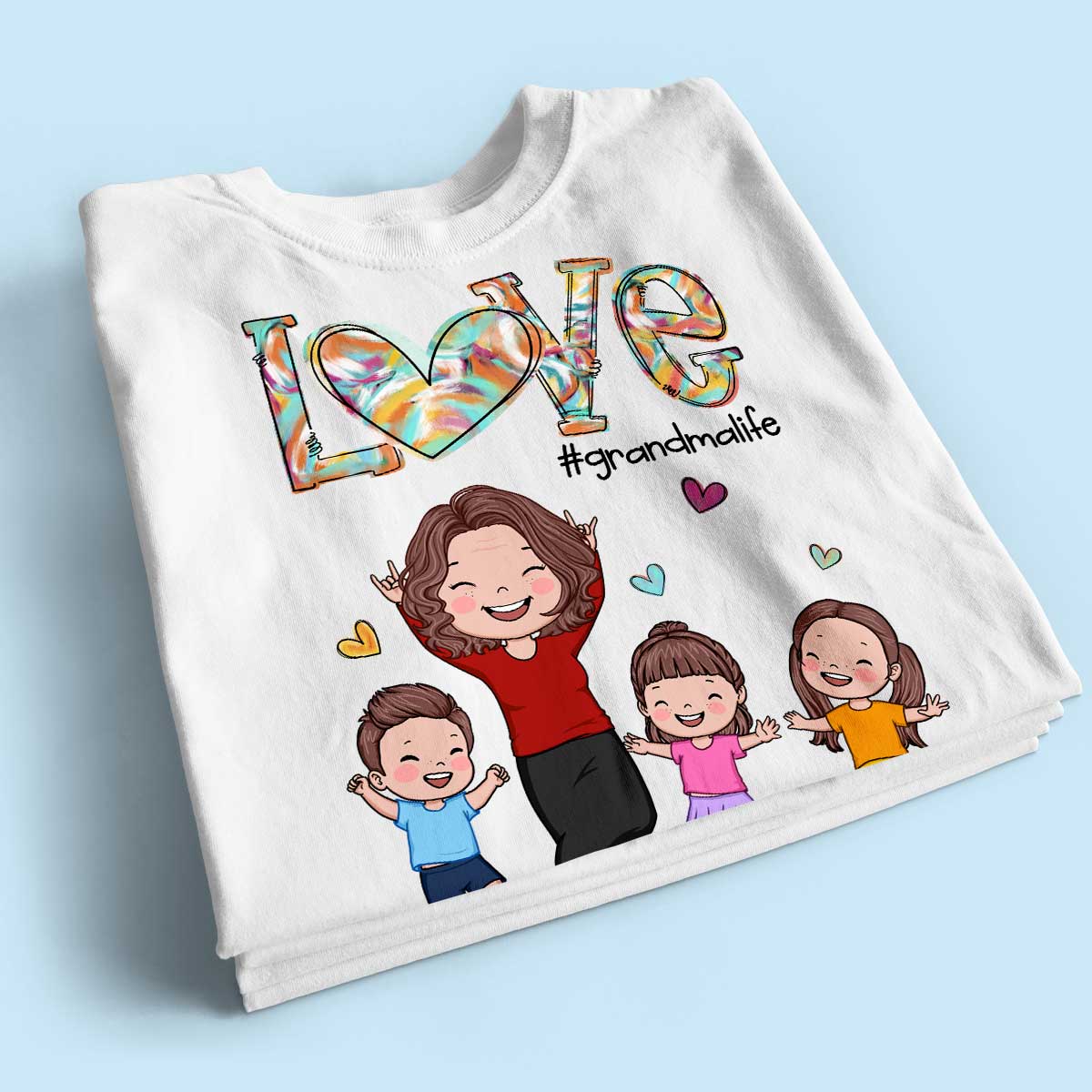 LOVE Grandma Life Colorful Painting Heart Personalized Shirt