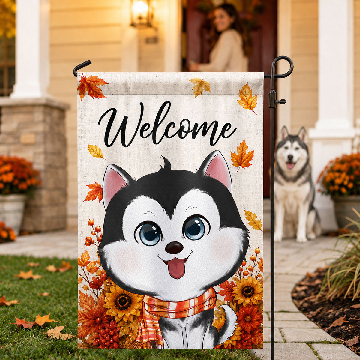 Cute Dogs Welcome - Personalized Garden Flag - Cozy Fall Decor for Dog Lovers