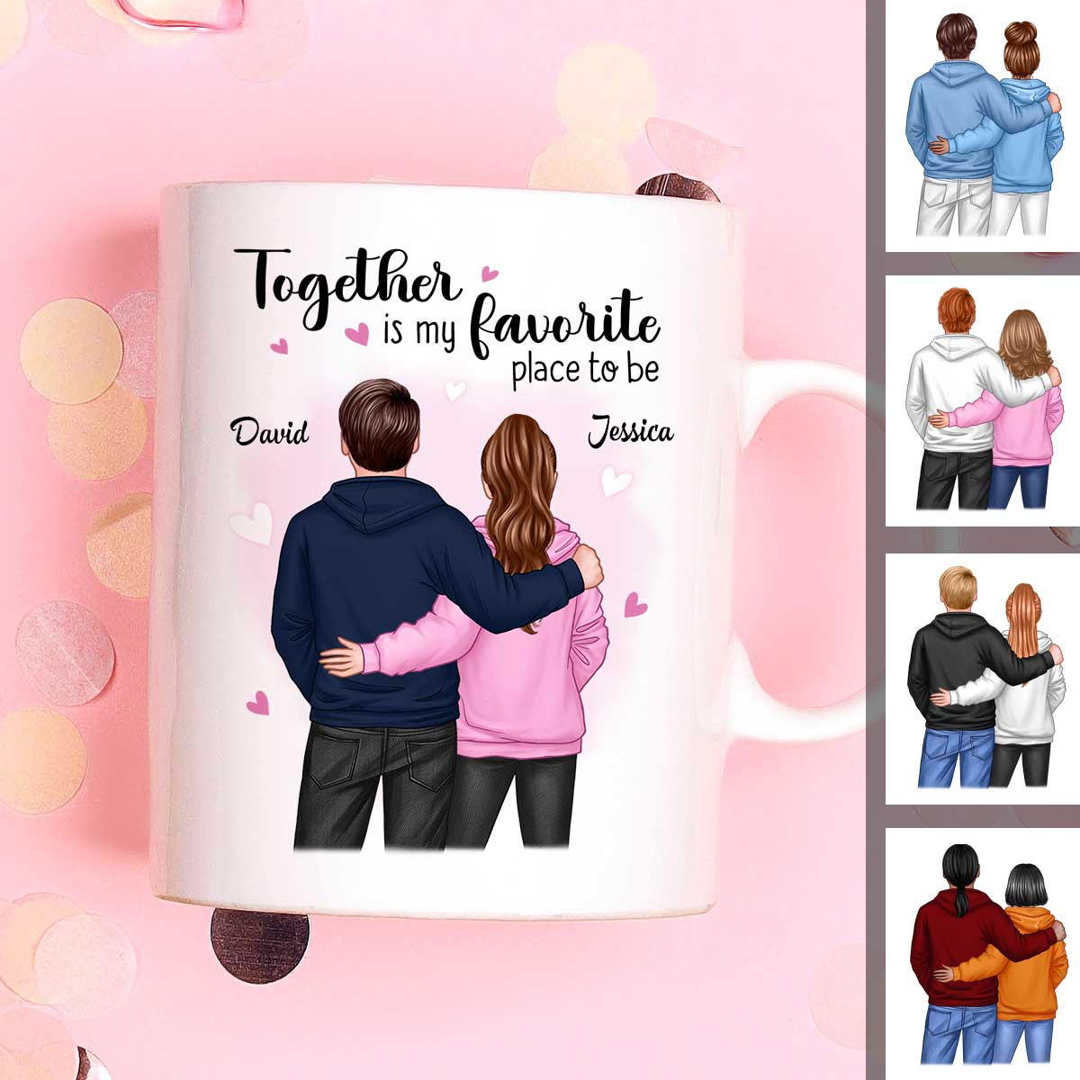 Together Is My Favorite Place To Be Couple Valentine‘s Day Gift For Him For Her Personalized Mug