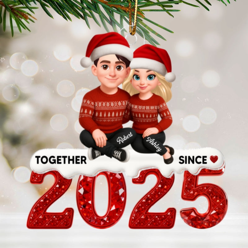 3D Effect Shining Effect Beautiful Couple Together Since Custom Year - Personalized Acrylic Ornament