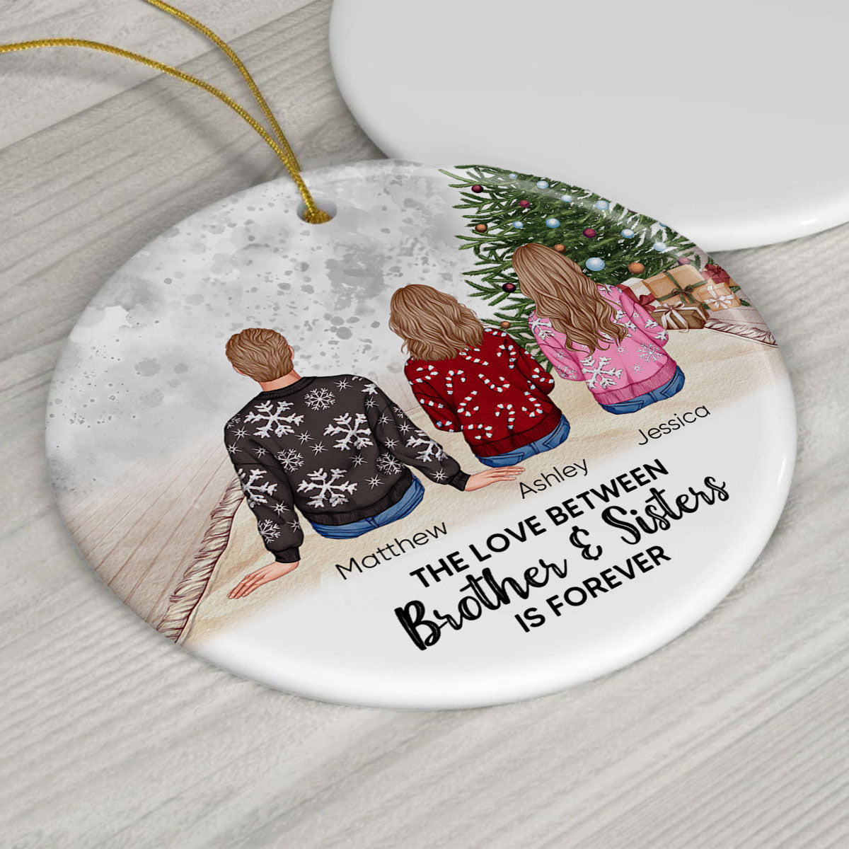 Personalized Siblings Christmas Tree Cozy Inside Ornament, Personalized Brothers and Sisters Ornament, Siblings Gift