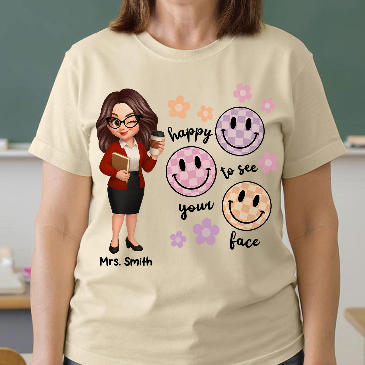 Happy To See Your Face Smiley Face Persomalized Shirt, Back To School Shirt For Teachers