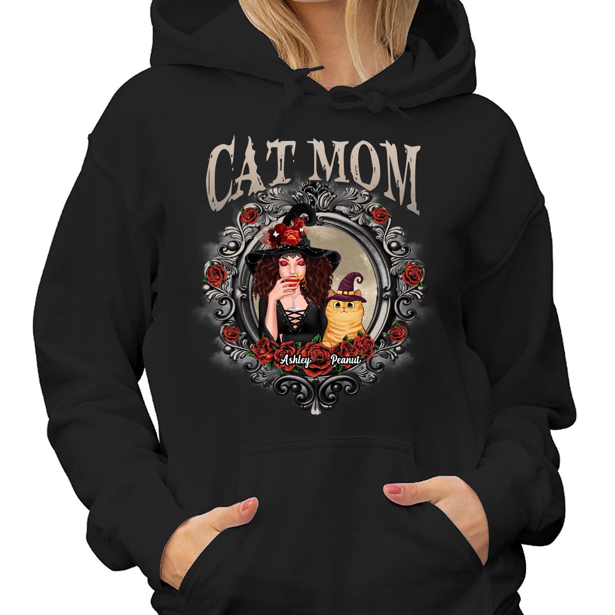 Halloween Roses Mirror Cat Mom Witch Personalized Shirt