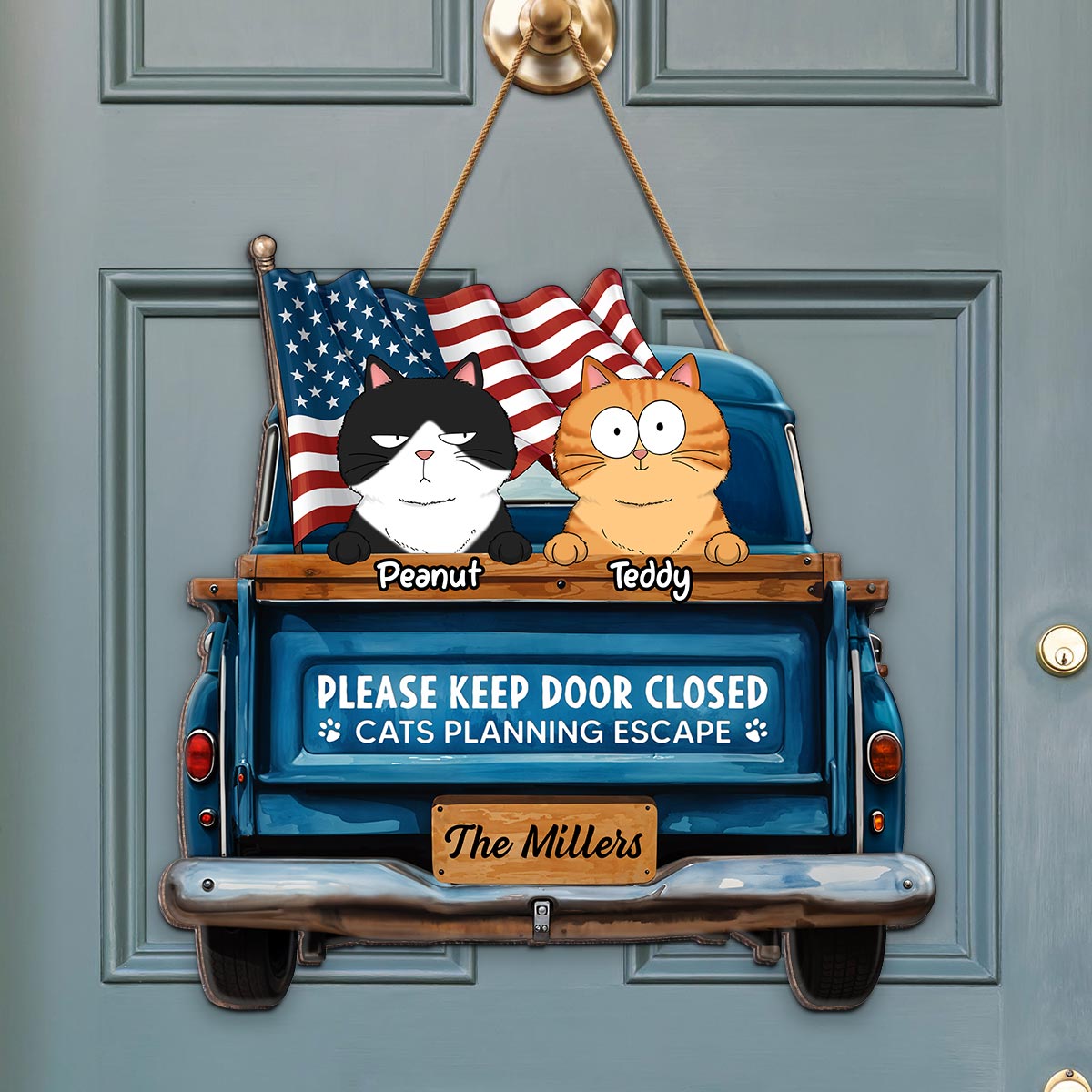 Cats Planning Escape Truck Personalized Wood Sign