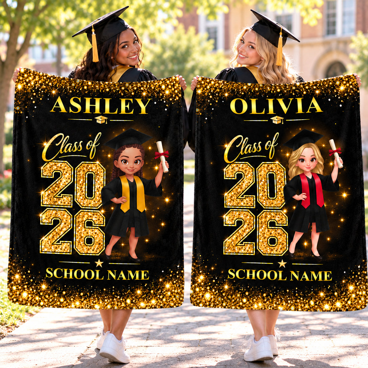 Senior Class Of 2026 2027 - Personalized Fleece Blanket - Graduation Gift Christmas Gift For Seniors