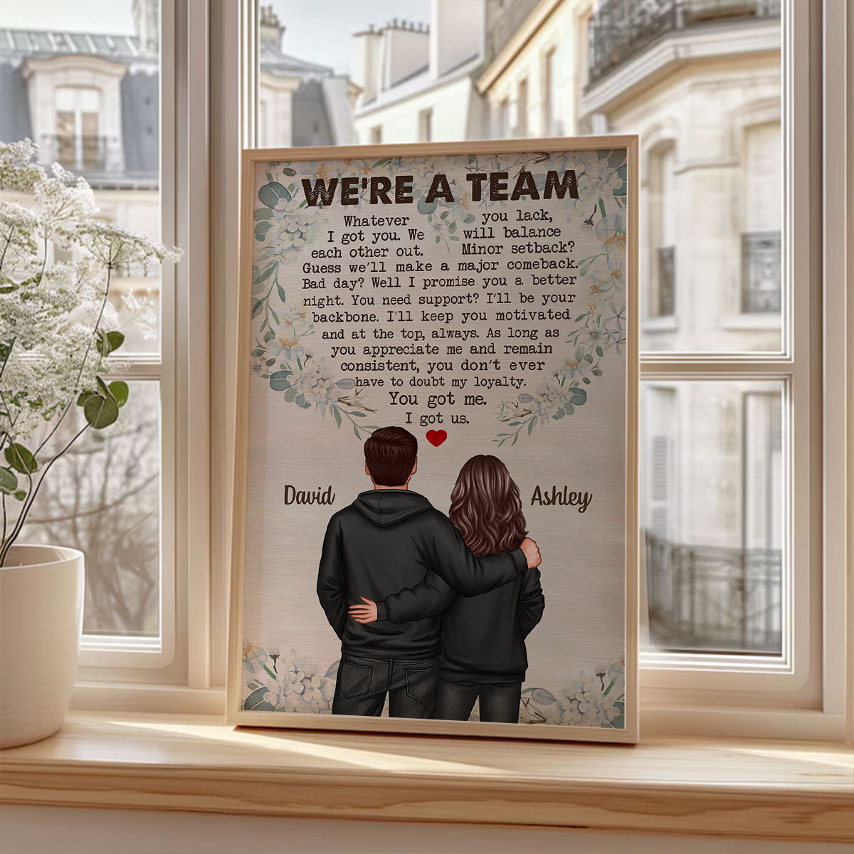 We're A Team Couple Back View Personalized Poster, Valentine's Day, Anniversary Gift For Him, For Her