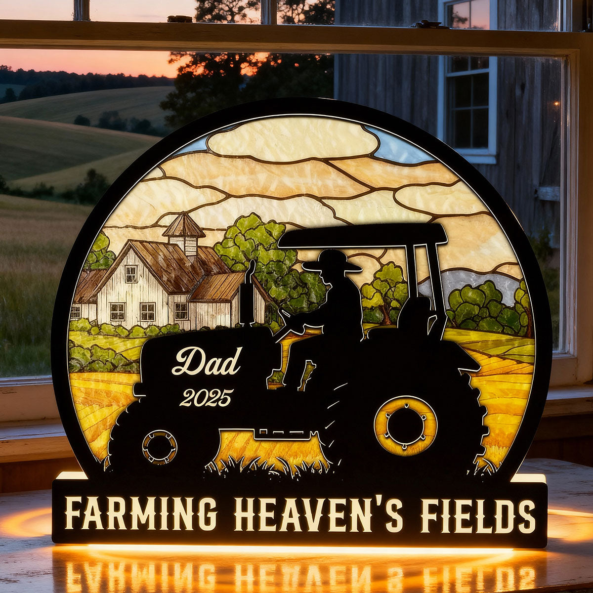 Farming In Heaven Memorial - Personalized Light Box - Memorial Keepsake For Family