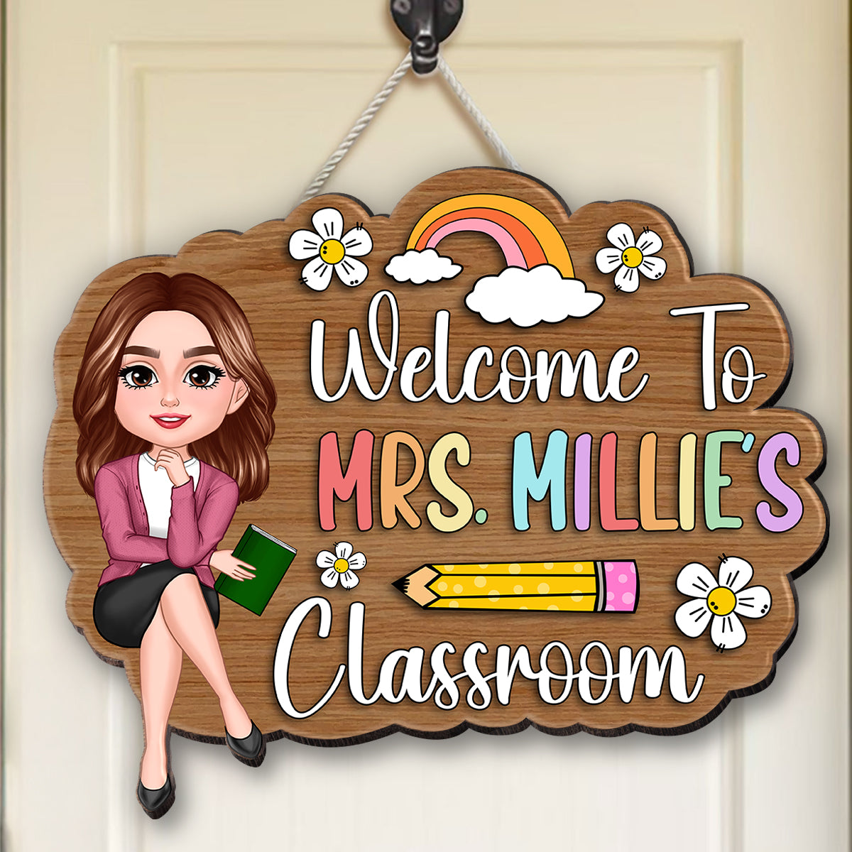 Personalized 3D Effect Teacher Door Sign, Welcome to Teacher's Classroom, Back to School Gift, Classroom Decoration