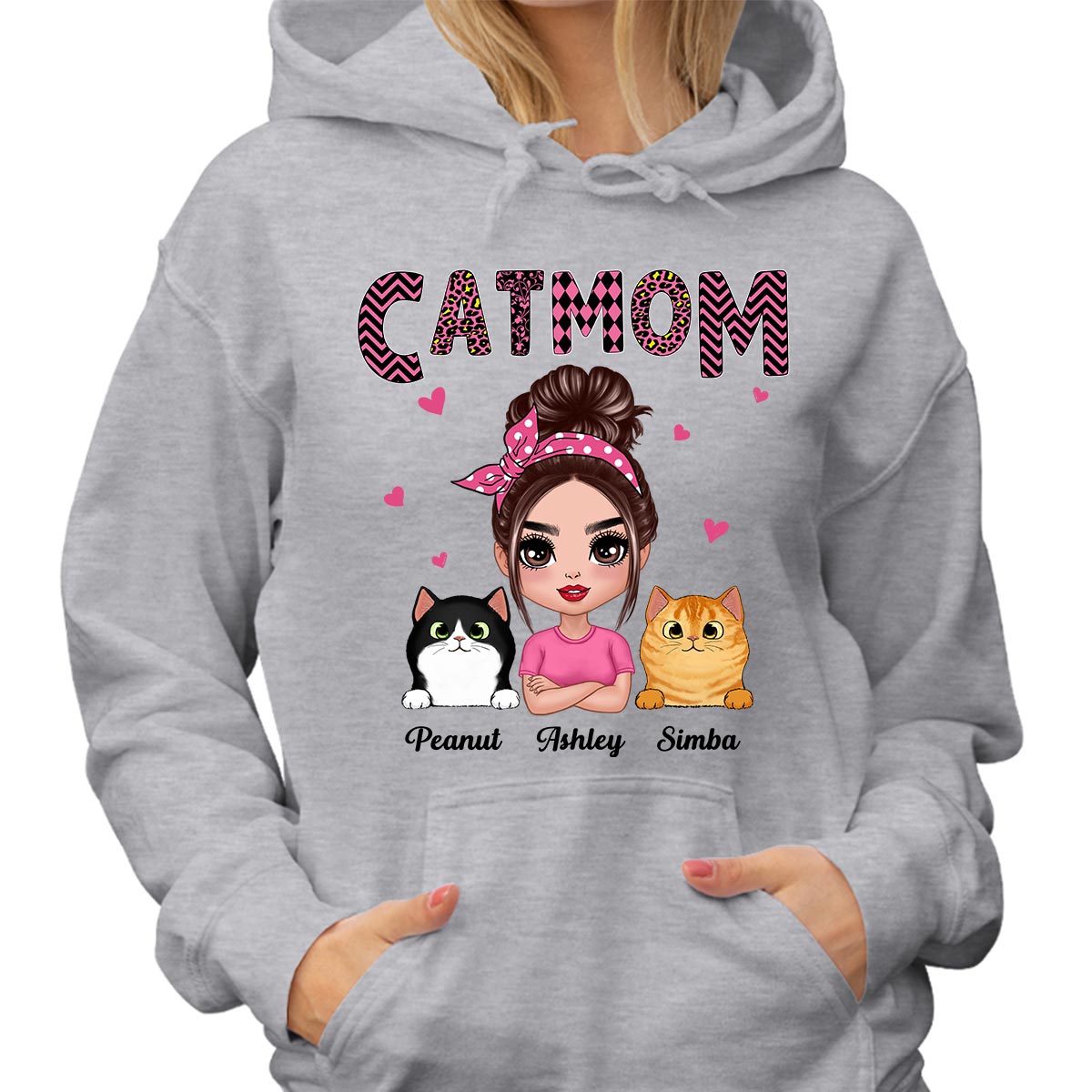 Doll Cat Mom Pink Pattern Gift For Cat Lovers Personalized Shirt
