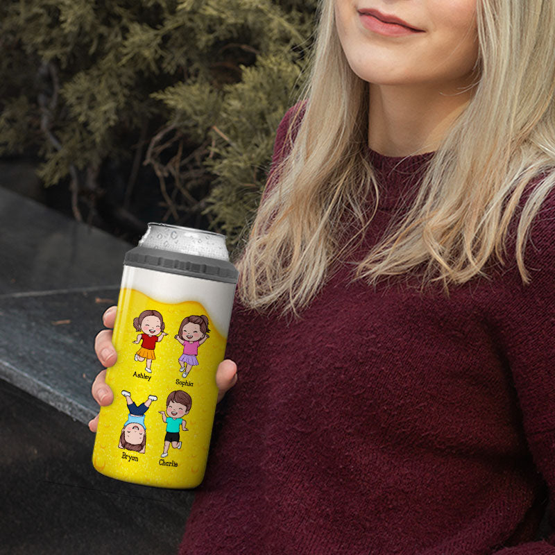 From The Reasons You Drinks Naughty Kids Personalized 4 In 1 Can Cooler, Unique Father's Day Gift for Dad, Gift for Husband