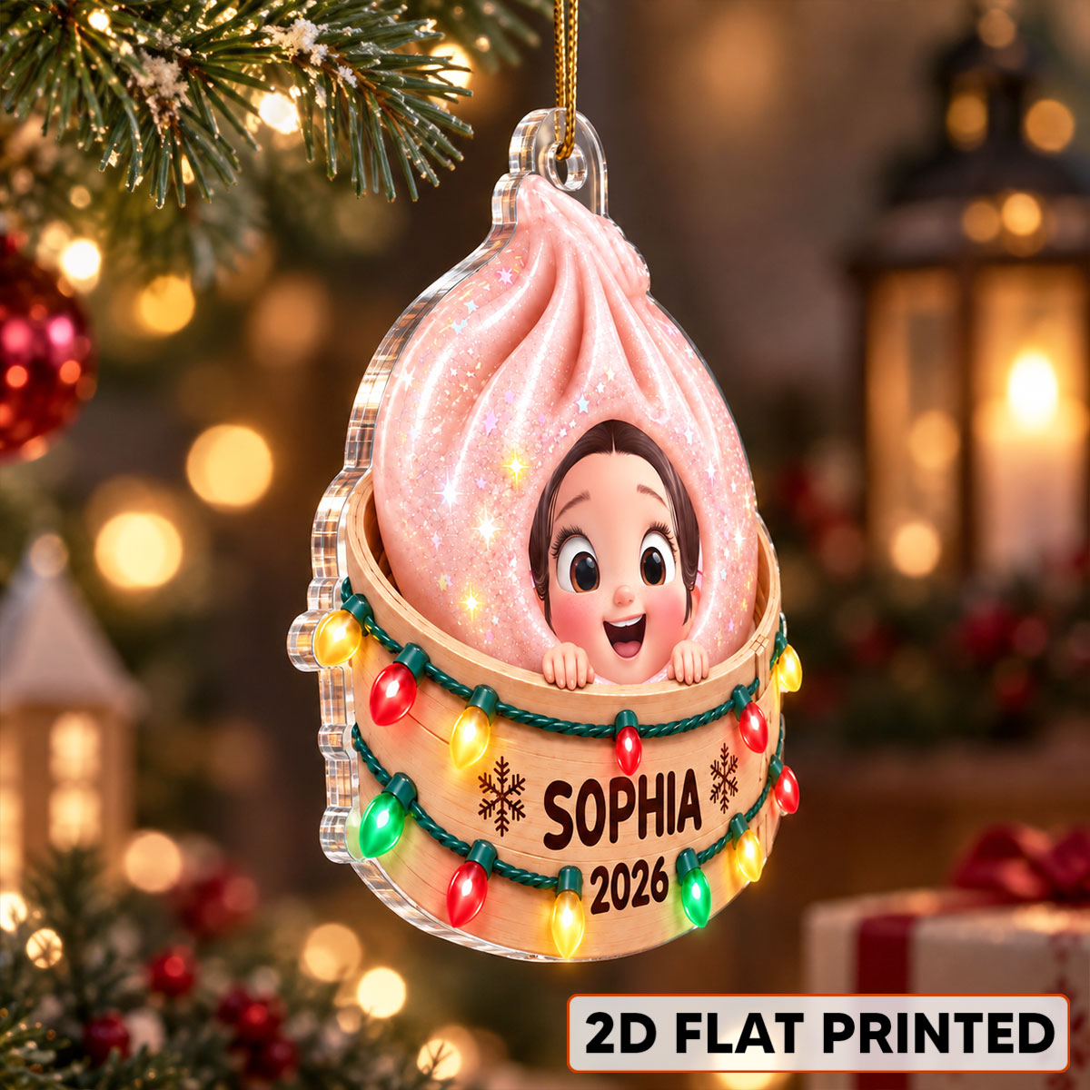 Trending Dumpling With Kid - Personalized Acrylic Ornament - Christmas Gift, Keepsake For Kids, Teenagers
