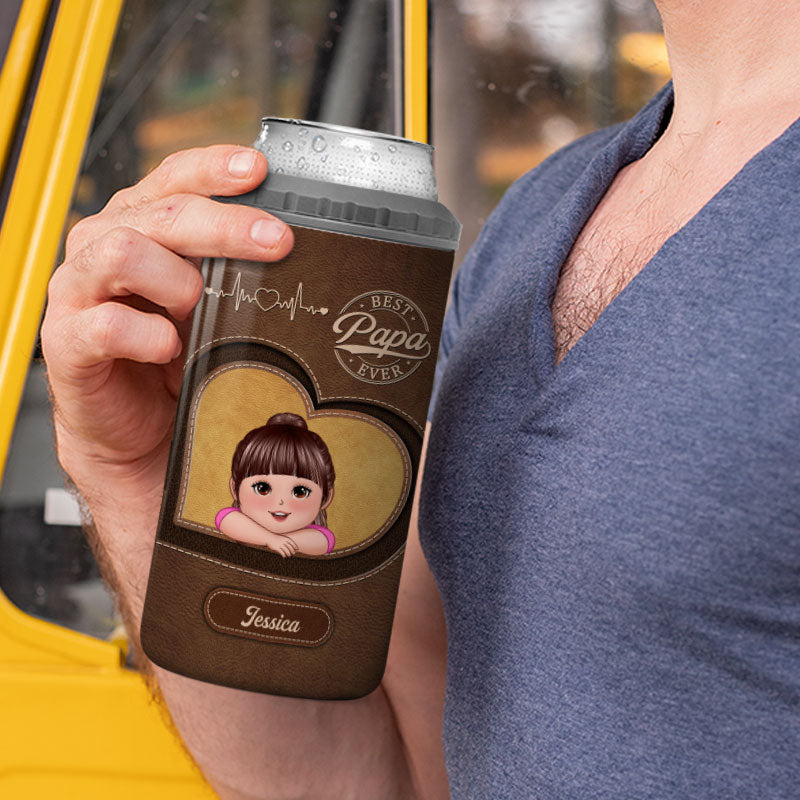 Best Dad Ever Cute Kids Personalized Can Cooler, Gift For Dad, Grandpa, Husband