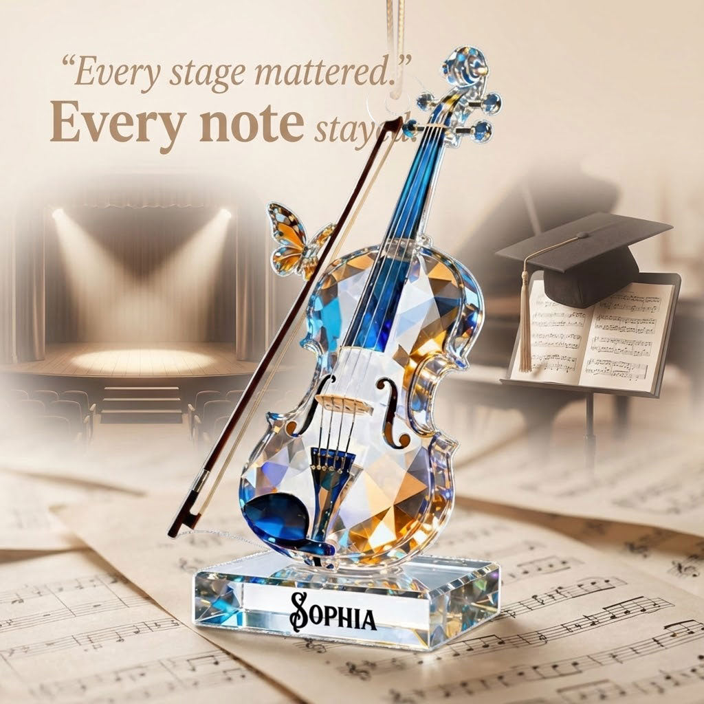 Violin Music Crystal Effect - Personalized Acrylic Ornament - Unique Gift For Violinist