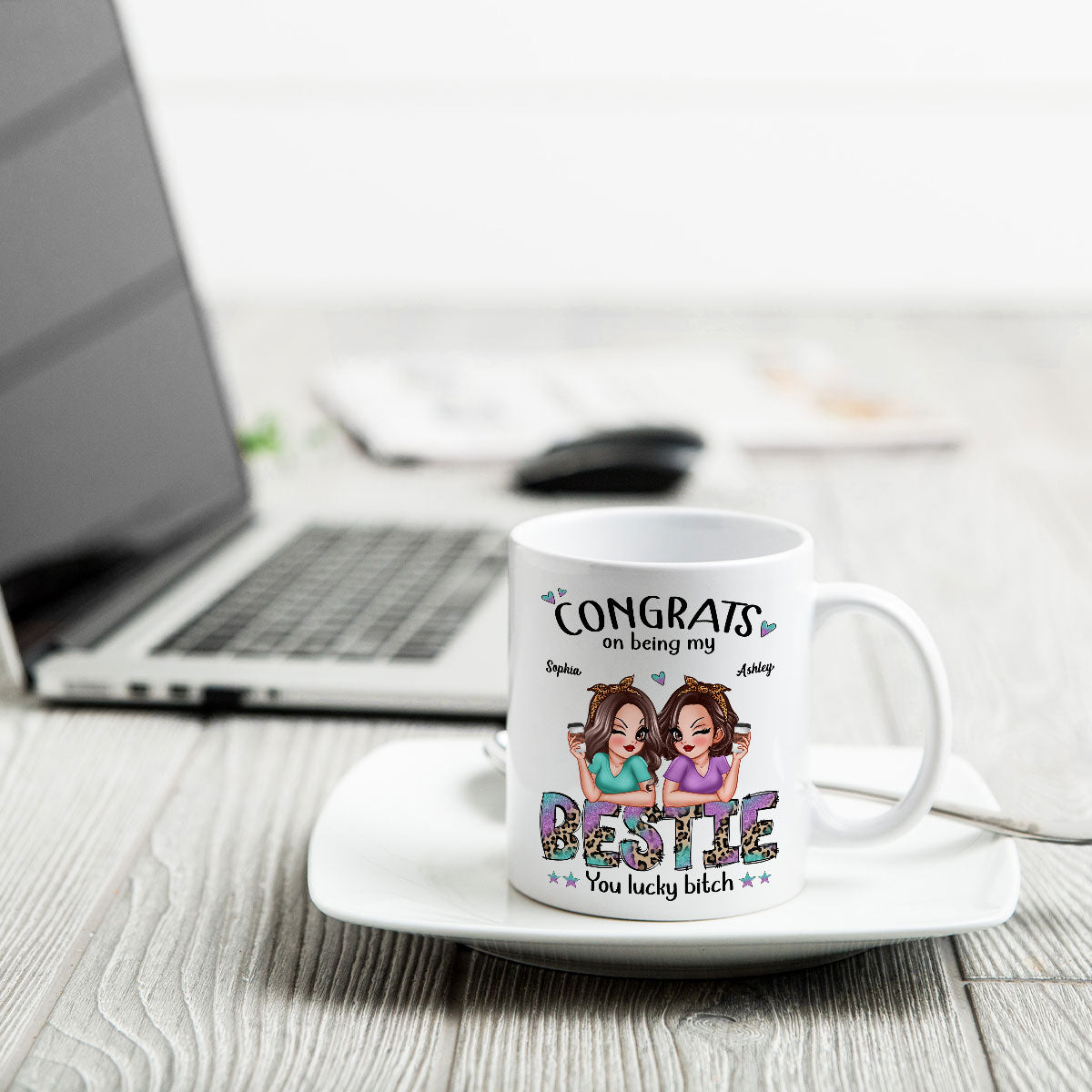 Congrats On Being My Bestie Pretty Sassy Girls Personalized Mug