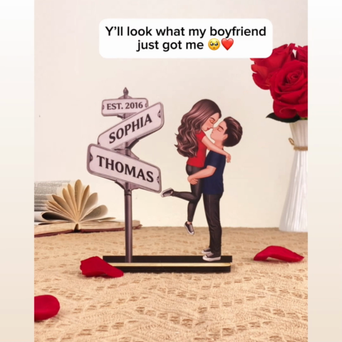 Custom Street Signs Couple Forever Together - Personalized 2-Layer Wooden Plaque - Heartfelt 2025 Gift, Anniversary Gift For Couple, For Him, For Her, Boyfriend, Girlfriend, Husband, Wife