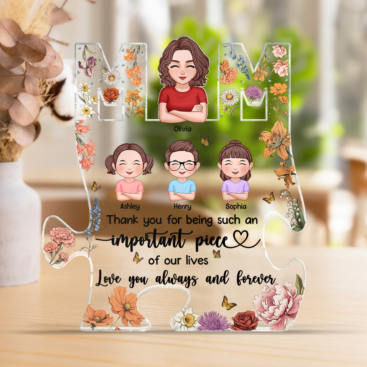 Mom Thank You Puzzle Personalized Acrylic Block Plaque