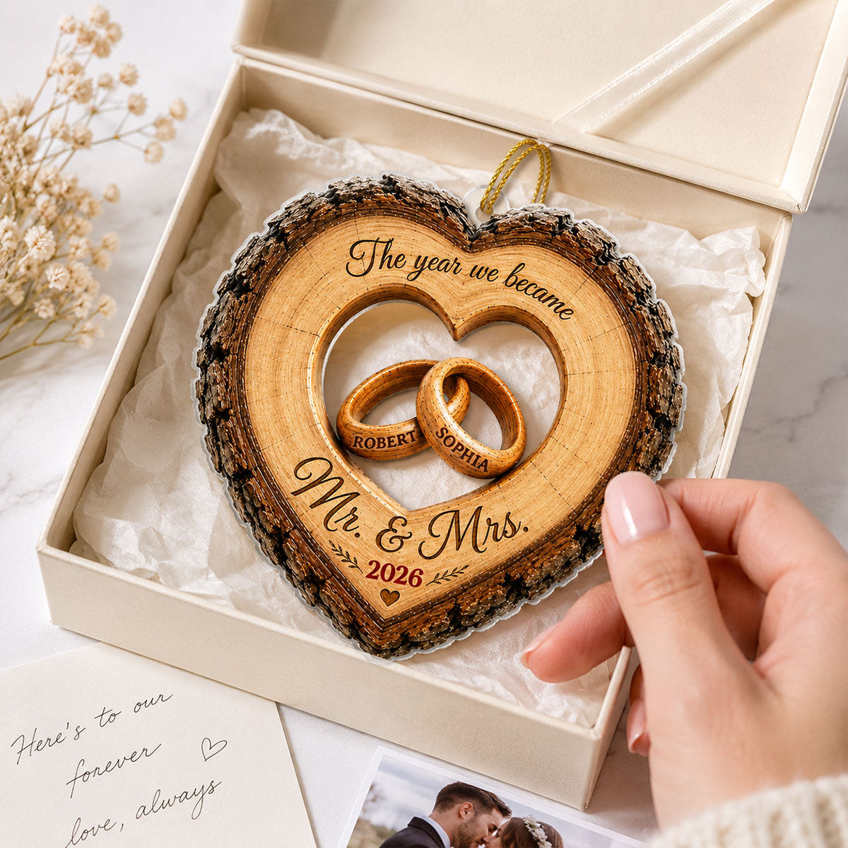 Together Forever Couple Anniversary 2D Flat Plaque - Personalized Acrylic Ornament - Heartfelt Gift for Her, for Him
