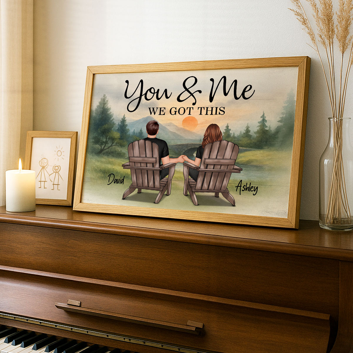 Retro Vintage Couple Mountain Landscape Personalized Poster| Heartfelt Anniversary Gift, Birthday Gift For Couple, For Him, For Her