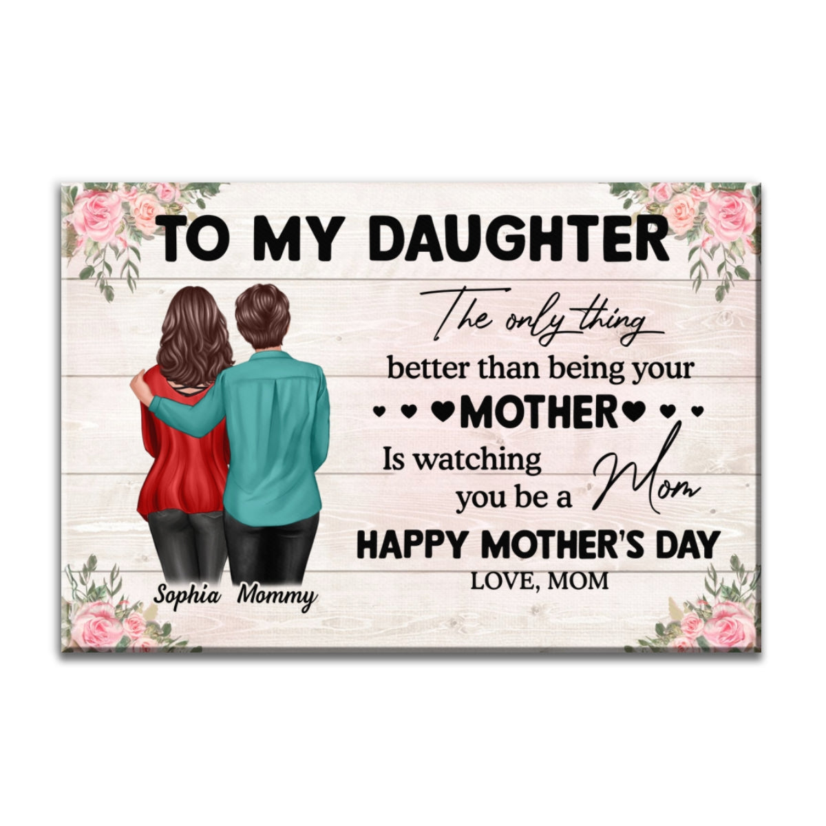 To My Daughter From Mom Happy Mother's Day Personalized Wrapped Canvas, Gift For Daughter