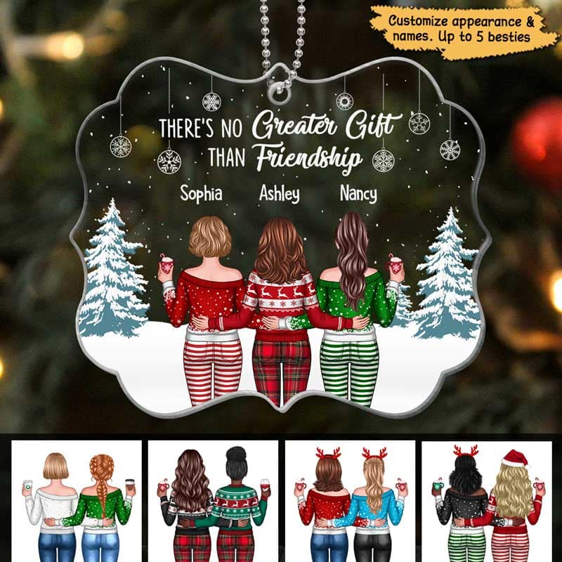 Christmas Besties Back View In Snow Personalized Acrylic Ornament